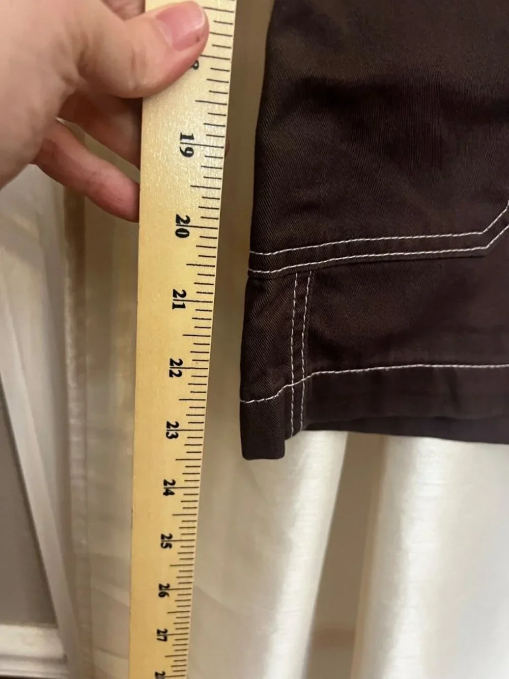 True Religion Cargo Shorts Brown Cotton Canvas Contrast Stitching Utility 34.
